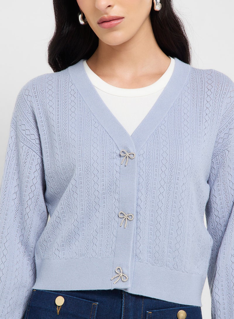 GUESS Long Sleeve V Neck Lyla Cardi Sweatshirt - Image 3