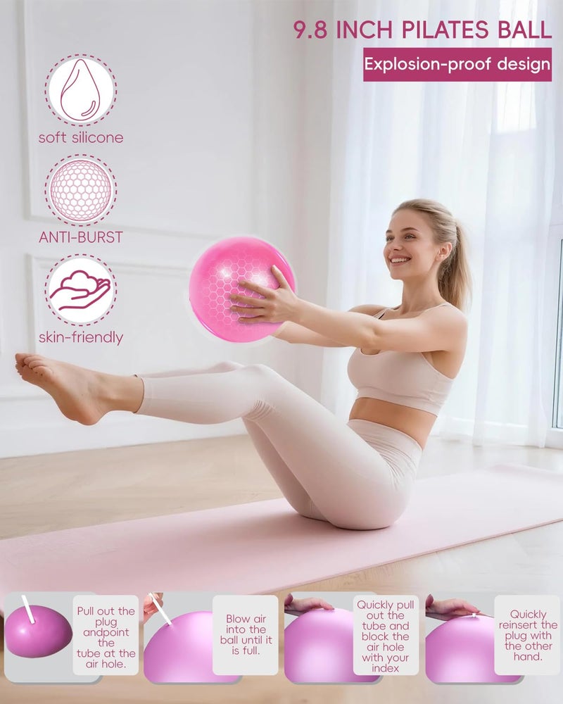 KABCON Pilates Kit for Home, Women Beginners Workout Essentials Set with 13" Ring, 9.8" Ball, Resistance Bands & Guide, 13/14/16 PCS Compact Pilates Equipment - Image 5