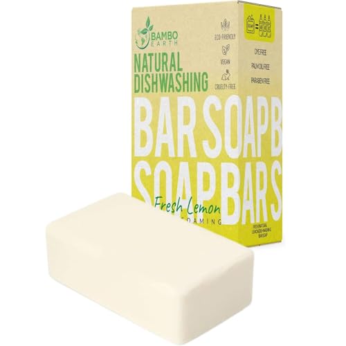 BAMBOEARTH Natural Non-Toxic Dish Washing Soap - Dyes And Fragrance Free - Vegan Cruelty-Free Eco-Friendly And Zero Waste Dishwashing Handmade Solid Bar Soaps Detergent & Biodegradable (Lemon Single) - Image 1