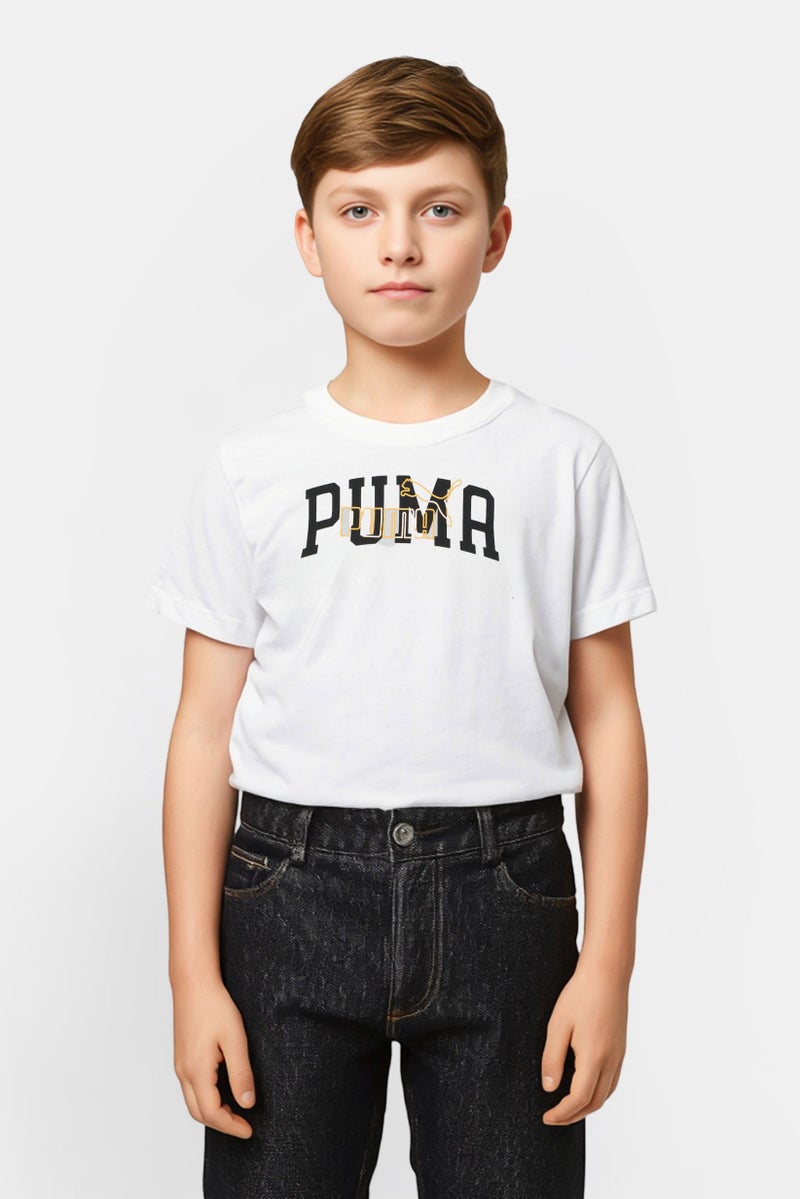 PUMA Kids Boy Sportswear Fit Short Sleeve Training T-Shirt, White - Image 1
