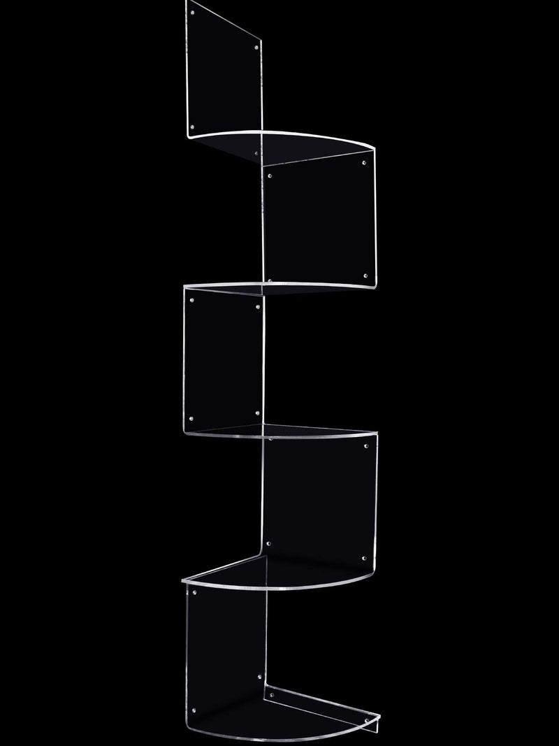 5 Tier Corner Shelf Wall Mount Floating Acrylic Corner Shelves Easy to Assemble Corner Bookshelf Plant Shelf Wall Organizer Storage for Bedroom Bathroom Kitchen Office Home Living RoomClear