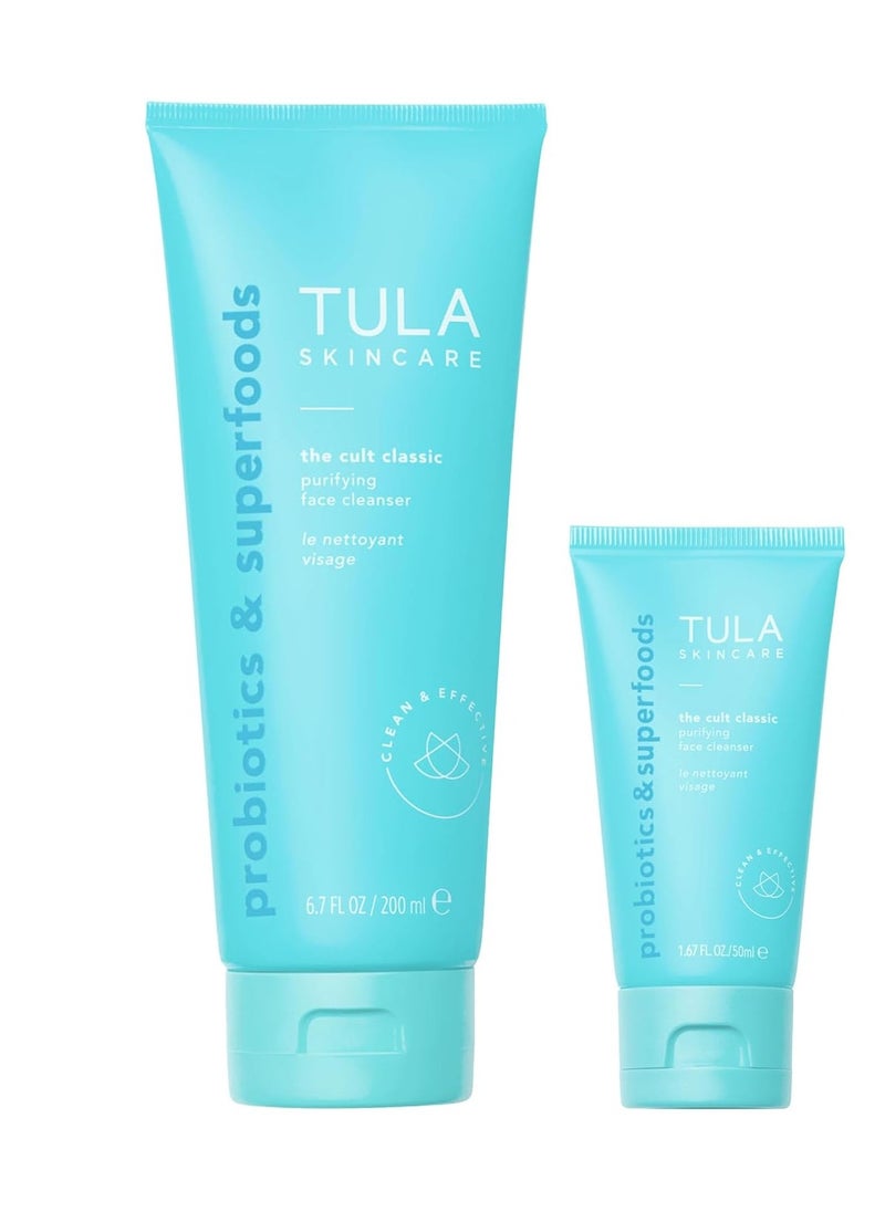 TULA - TULA Skin Care Cult Classic Cleanser Supersize, 6.7 Oz + Cult Classic Cleanser Travel Size, 1.7 Oz | 2 Piece Set - Image 1