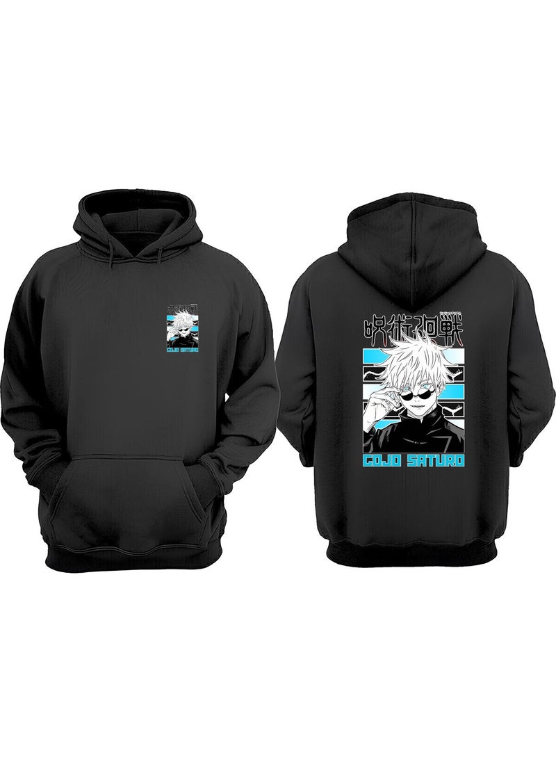 The Wert - Unisex Gojo Satoru Glasses Design Front Back Printed Regular Fit Black Sweatshirt - Image 1