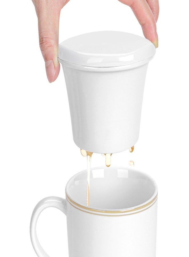 Linkidea Ceramic Tea Infuser with Lid, Tea Strainer Filter for Loose Leaf Tea, Compatible with Most Cup Mouth Diameter 3.15" - 3.5" Round Coffee Mugs, Dishwasher Safe - Image 1