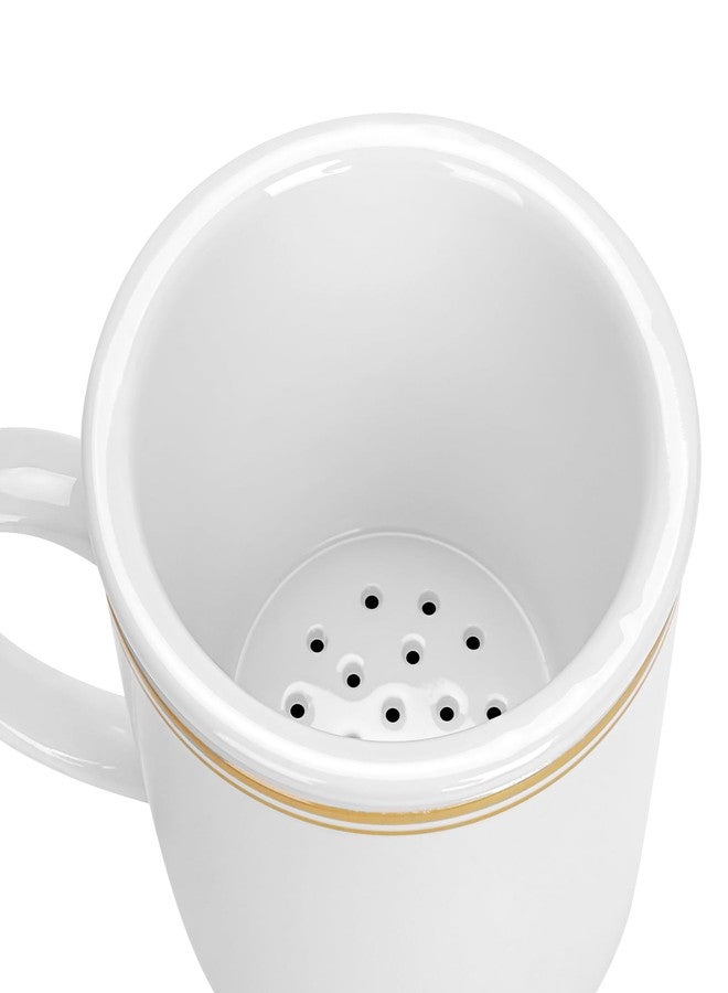 Linkidea Ceramic Tea Infuser with Lid, Tea Strainer Filter for Loose Leaf Tea, Compatible with Most Cup Mouth Diameter 3.15" - 3.5" Round Coffee Mugs, Dishwasher Safe - Image 3