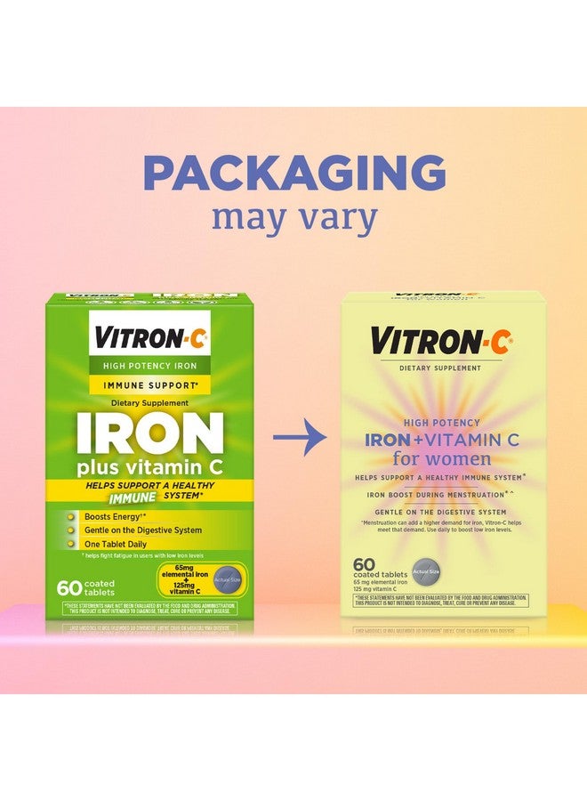 Vitron-C Iron Supplement for Women, Immunity Support Iron Supplements with Vitamin C, Iron Pills for Immune Support, 60 Count - Image 2