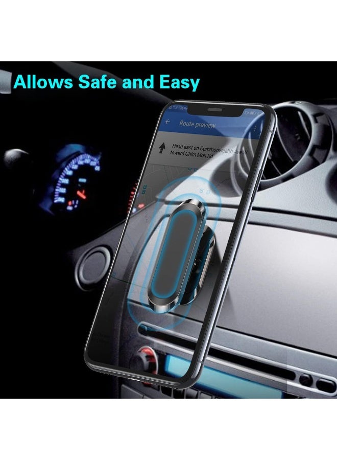 2Pack Magnetic Phone Mount for Car Phone Holder Strong Magnet Mount 360° Adjustable Universal Dashboard Holder Fits All Smartphones with Adhesive Metal Plate Magnetic Patch-Black  - Image 2