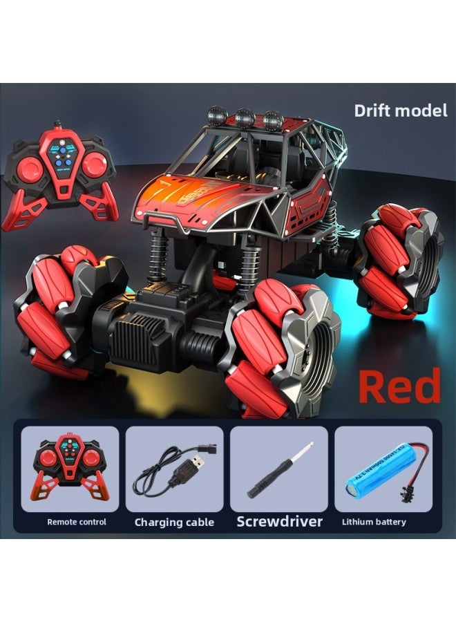 Large Remote Control Off-road Vehicle High-speed Four-wheel Drive Climbing Charging Electric Alloy Remote Control Car Children Boys Toy Racing Car-Color:Climbing Remote Control Car—stunt Wheel 【red】