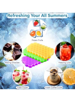VIUAUAX 3-Piece Silicone Ice Cube Tray Multicolour, Honeycomb Reusable Ice Cubes Tray,  Silicone Small Ice Cube Tray with Cover, Honeycomb Ice Ball Mold, Honeycomb Mold for Ice Making  Yellow, Green and Purple  - Image 5
