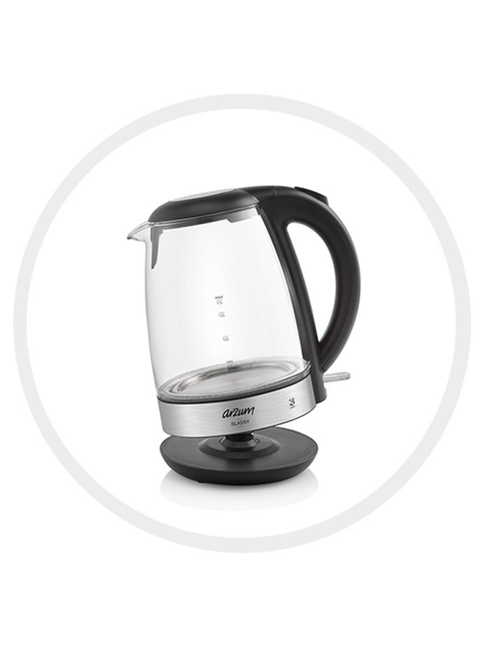 Arzum غلاية ماء شاي كهربائية زجاجية مع ضوء مؤشر LED أزرق  - Image 3