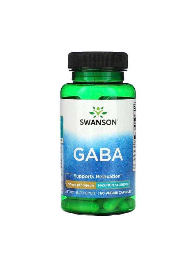 GABA, Maximum Strength, 750 mg, 60 Veggie Strength