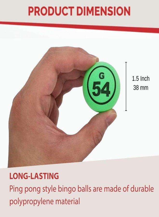 MR CHIPS Professional Bingo Balls 1.5" (38mm), Multi-Color Single Number, Ping Pong Style Replacement Balls for Manual Bingo Cages & Blower Machines - Image 2