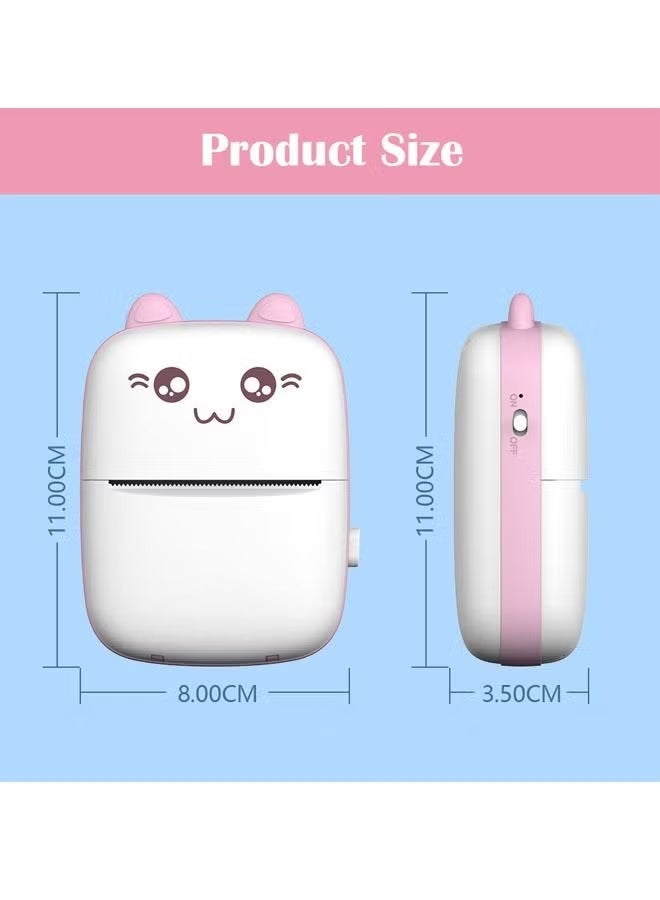 ELTRAZONE Multifunctional Mini Portable Thermal Printer with 1 Roll Paper, Compact Wireless Pocket Printer for Notes, Labels, Photos, Lists and Creative Projects, Pink White - Image 2