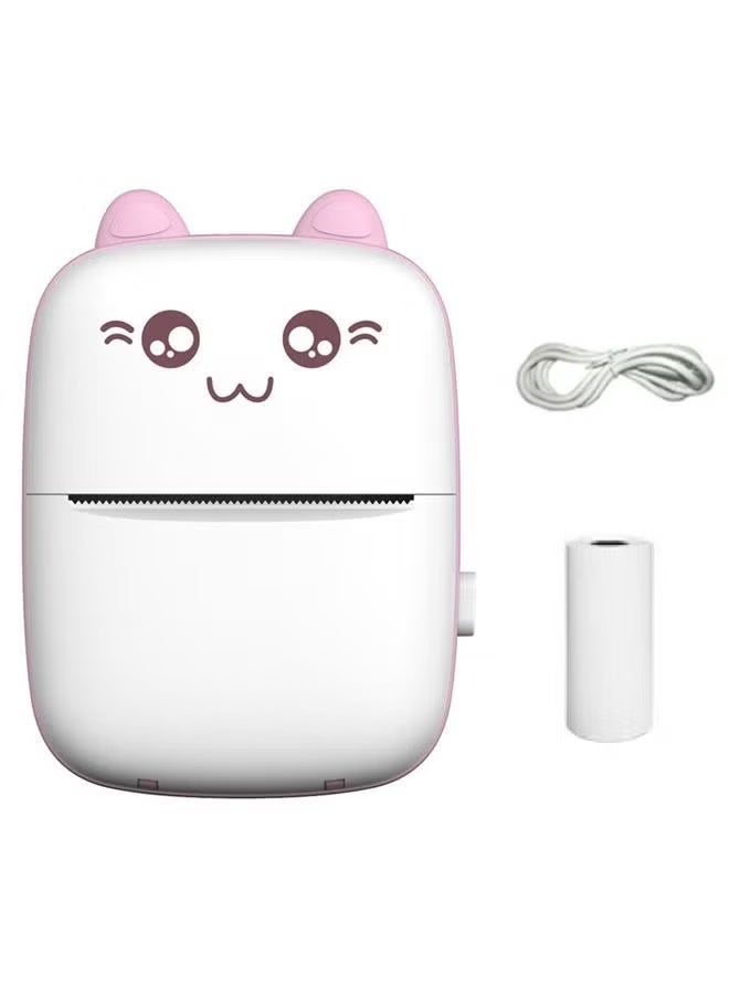 ELTRAZONE Multifunctional Mini Portable Thermal Printer with 1 Roll Paper, Compact Wireless Pocket Printer for Notes, Labels, Photos, Lists and Creative Projects, Pink White - Image 1