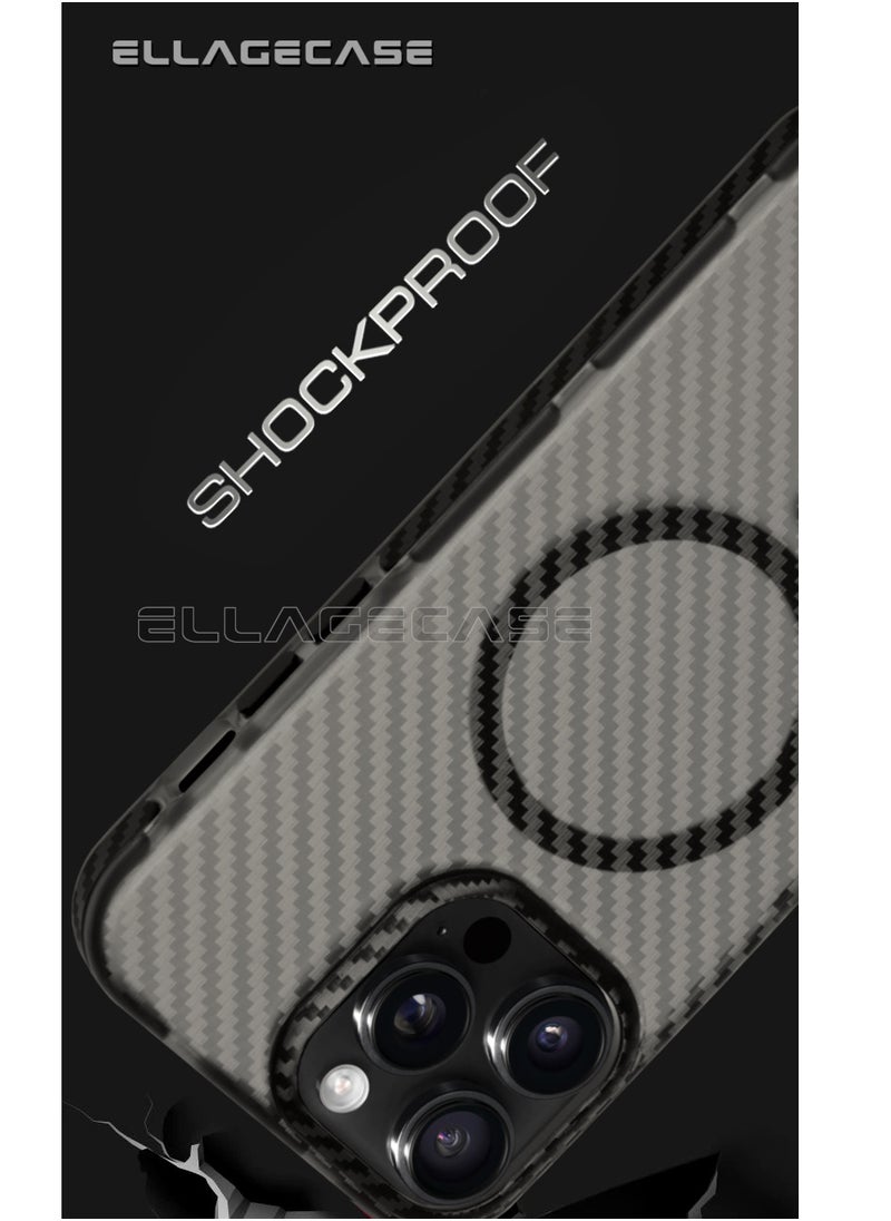ELLAGECASE - Carbon Case for iPhone 14 Pro Max, Plastic-coated Carbon, Solid Camera Protection, Shockproof, Enhanced Protection, Compatible with Magsafe and Wireless Charging - Image 1