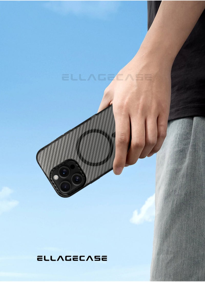 ELLAGECASE - Carbon Case for iPhone 14 Pro Max, Plastic-coated Carbon, Solid Camera Protection, Shockproof, Enhanced Protection, Compatible with Magsafe and Wireless Charging - Image 1