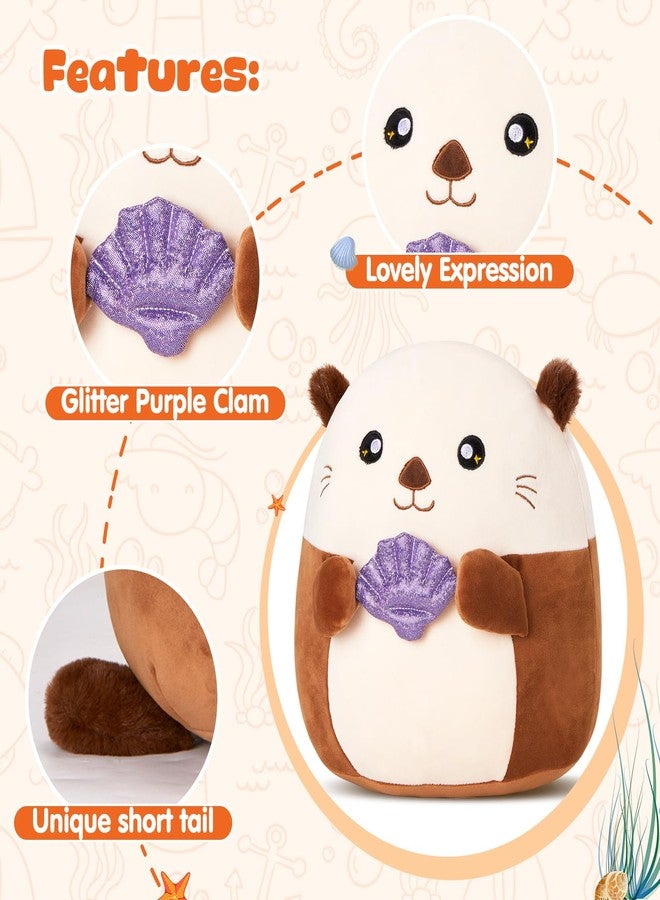 Glow Guards وسادة دلفين بحرية 12 بوصة مع آذان زغبية، دمية دلفين لطيفة، وسادة ناعمة، ألعاب دلفين كاواي مع صدف لامع بنفسجي، هدايا ألعاب دلفين للبنات والأولاد في عيد الميلاد - Image 3