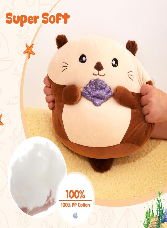 Glow Guards وسادة دلفين بحرية 12 بوصة مع آذان زغبية، دمية دلفين لطيفة، وسادة ناعمة، ألعاب دلفين كاواي مع صدف لامع بنفسجي، هدايا ألعاب دلفين للبنات والأولاد في عيد الميلاد - Image 5