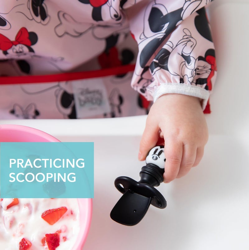 Bumkins Disney Baby Utensils Set, Chewtensils Silicone Spoons for Dipping, Self-Feeding, Baby Led Weaning, Trainer Learning, First Stage Eating, Soft Fork and Spoon, Babies 6 Months, Minnie Mouse - Image 4