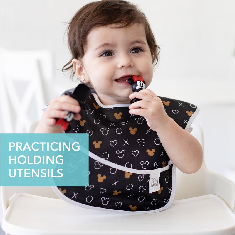 Bumkins Disney Baby Utensils Set, Chewtensils Silicone Spoons for Dipping, Self-Feeding, Baby Led Weaning, Trainer Learning, First Stage Eating, Soft Fork and Spoon, Babies 6 Months, Minnie Mouse - Image 3