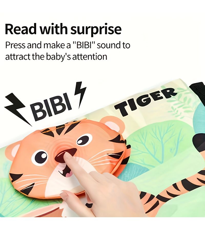 Funhouse Mirror Foldable Early Education Animal Vision Training Pattern Intelligence Tiger Cloth Book Toy - Image 4