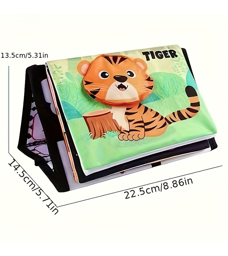 Funhouse Mirror Foldable Early Education Animal Vision Training Pattern Intelligence Tiger Cloth Book Toy - Image 2