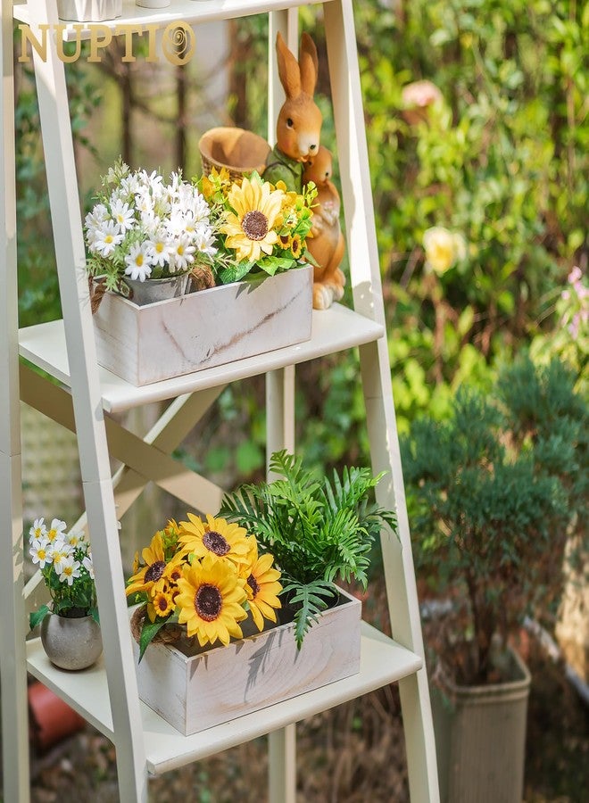 NUPTIO Centerpiece Rectangular Wood Planter: 2 Pieces 30 cm Table Centre Vase Rustic White Wooden Long Boxes for Christmas Decorations for Wedding Parties - Image 4