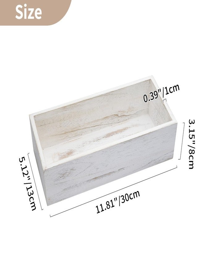 NUPTIO Centerpiece Rectangular Wood Planter: 2 Pieces 30 cm Table Centre Vase Rustic White Wooden Long Boxes for Christmas Decorations for Wedding Parties - Image 5