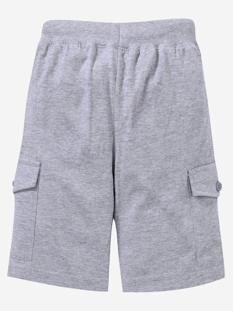 KiddoPanti Boy's Solid Knit Cargo Shorts Pack of 2|100% Cotton Single Jersey Knit|Drawstring Closure, Rib Waistband, 2 Front & 2 Cargo Pockets | Casual Half Pant, Grey Melange & Navy - 8-10Y - Image 4