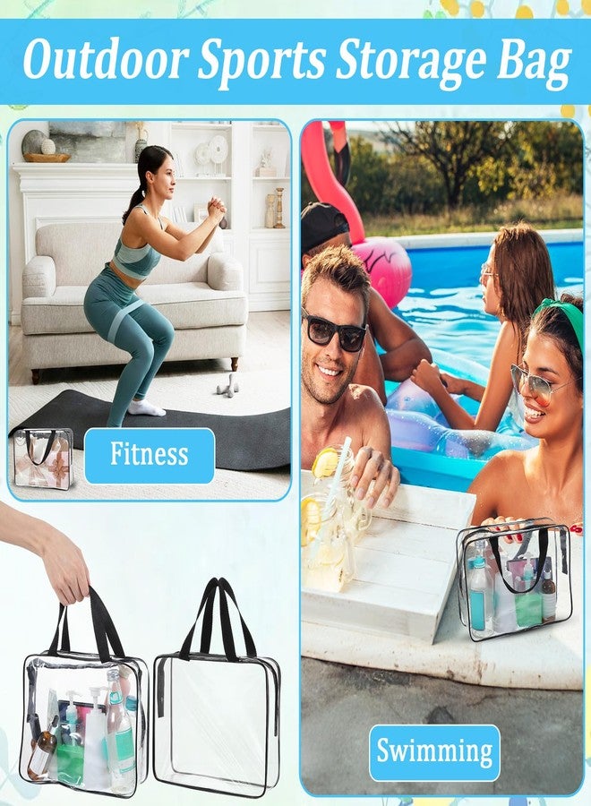 مولين مجموعة مولين من 10 حقائب مكياج شفافة كبيرة الحجم بمقبض بسحاب، حقيبة سفر من مادة PVC مقاومة للماء، مقاس 12 × 9 × 4 بوصة، حقيبة تخزين شفافة للنساء والرجال - Image 4