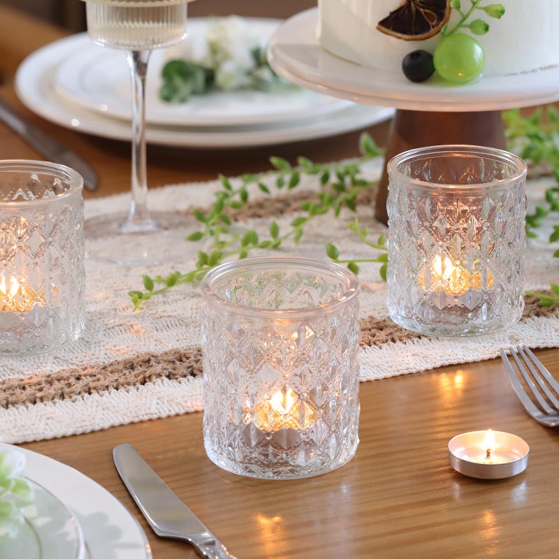 MATAHUM 12Pcs Large Votive Candle Holders 2.8 * 3.2in Clear Tea Light Candle Holders Glass Candle Holder for Bridal Shower, Wedding, Table Centerpiece, Party, Home Decor - Image 3