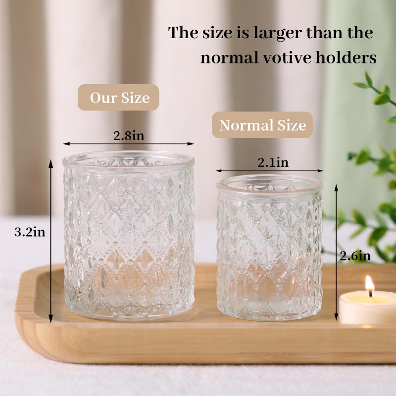 MATAHUM 12Pcs Large Votive Candle Holders 2.8 * 3.2in Clear Tea Light Candle Holders Glass Candle Holder for Bridal Shower, Wedding, Table Centerpiece, Party, Home Decor - Image 2