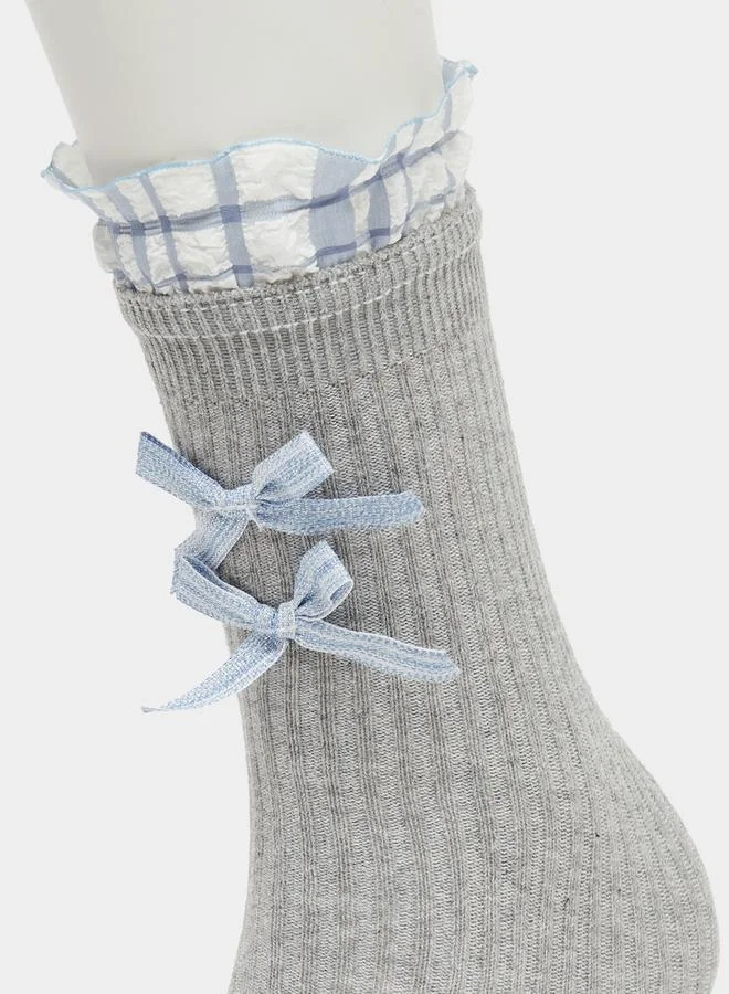 Styli Styli Bow Detail Crew Socks