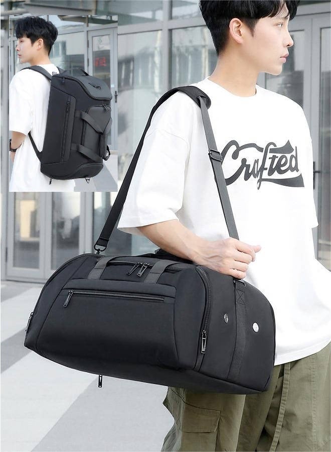 Sports Backpack Travel Bag and Gym Bag Combo with Wet and Dry Separation Separate Shoe Compartment Waterproof and Multilayer Space Large Capacity Multiple Carrying Methods Black Gym Sacks