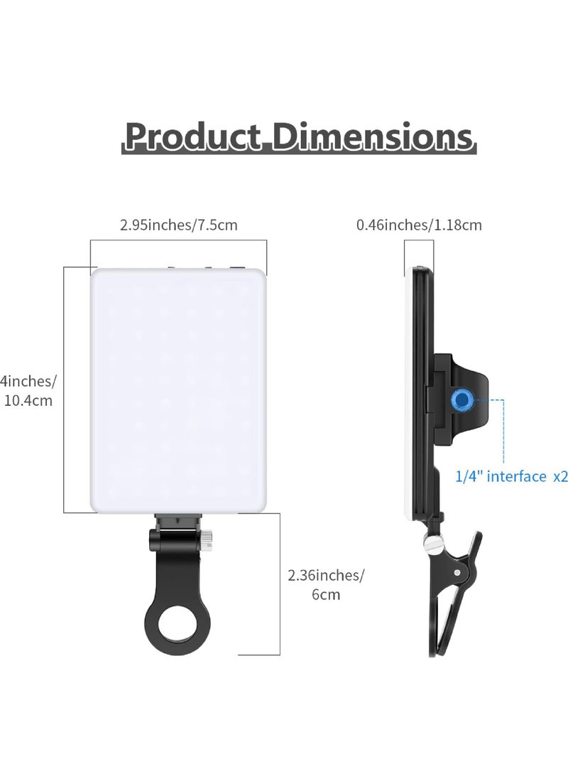 Rock Pow - LED Selfie Light with Front & Back Phone Clip, High Power 60 LED 2000mAh Rechargeable CRI 95+, 3 Light Modes, Portable Clip on Light for Phone/Tablet/Laptop, Video Fill Light - Image 1
