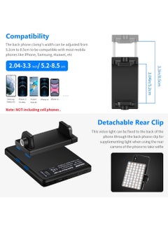 Rock Pow LED Selfie Light with Front & Back Phone Clip, High Power 60 LED 2000mAh Rechargeable CRI 95+, 3 Light Modes, Portable Clip on Light for Phone/Tablet/Laptop, Video Fill Light  - Image 5