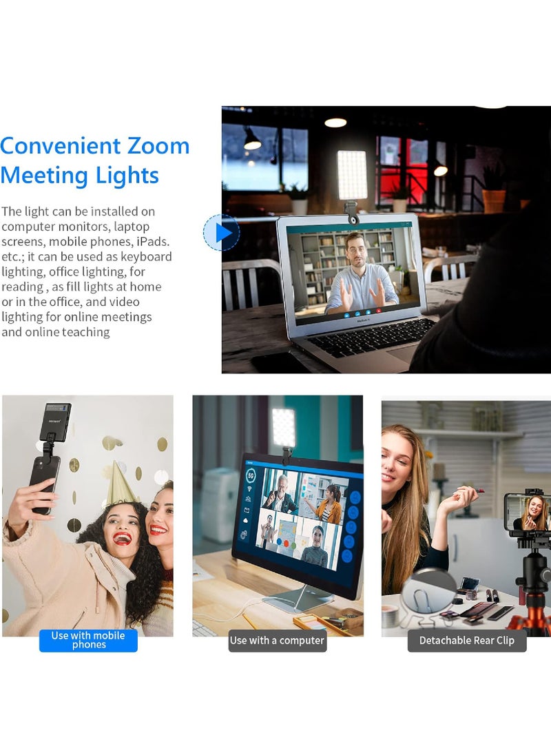 Rock Pow - LED Selfie Light with Front & Back Phone Clip, High Power 60 LED 2000mAh Rechargeable CRI 95+, 3 Light Modes, Portable Clip on Light for Phone/Tablet/Laptop, Video Fill Light - Image 1