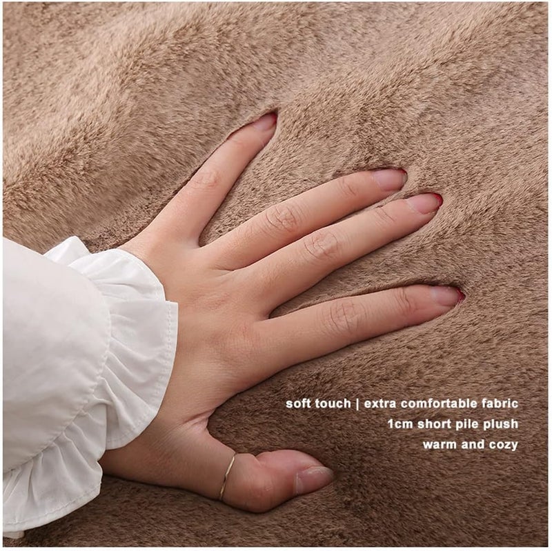 Faux Fur Faux Fur Fabric 160x50cm Short Pile Fabric Material for Scarves Gloves Costume Decorations Rugs Use Fake Fur Fabric for DIY, Craft Fur Decoration (Color : Khaki) - Image 3