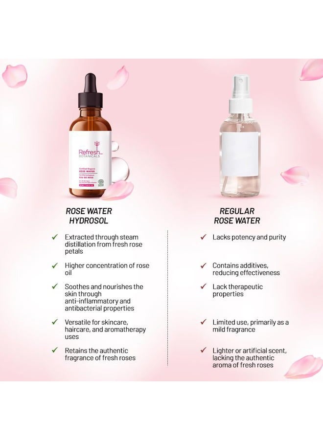 Refresh Botanicals Rose Water | 100% Pure & Organic Rose Water | Tones, Hydrates & Refreshes | For All Skin types | No Preservatives, No Artificial Fragrance - Image 3