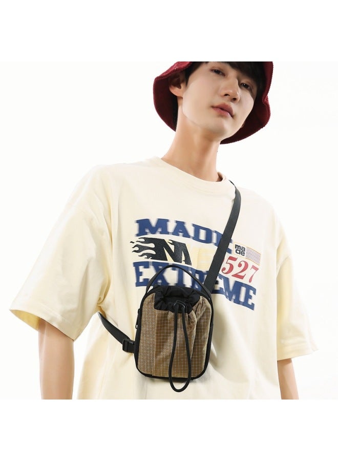 2025 Japanese Fashion Brand Plaid Small Satchel Mi Pure Mobile Phone Bag Mini Boys Crossbody Bag Coin Purse Small Bag-Color:Orange  - Image 3