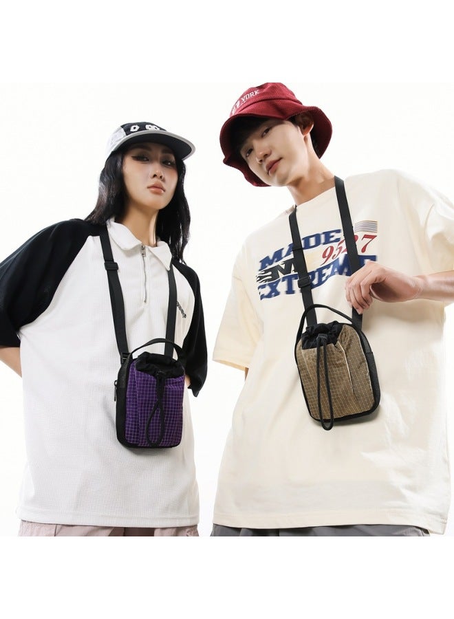 2025 Japanese Fashion Brand Plaid Small Satchel Mi Pure Mobile Phone Bag Mini Boys Crossbody Bag Coin Purse Small Bag-Color:Orange  - Image 2