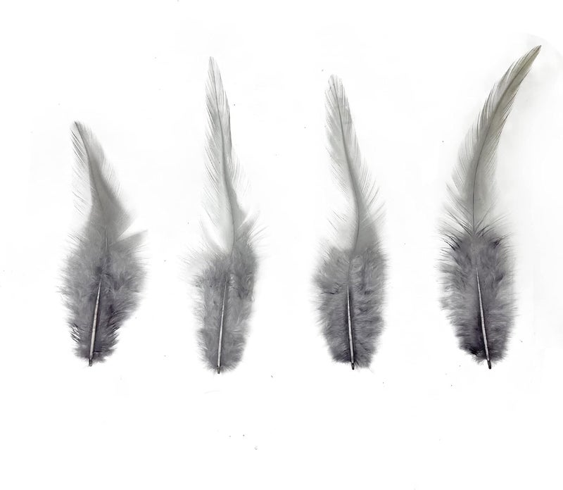 HAPPY FEATHER 100PCS Saddle Hackle Rooster Feather for Crafts, 5-7 inch Natural Pheasant Neck Feathers DIY Pendant Earrings Dream Catcher-Gray - Image 3