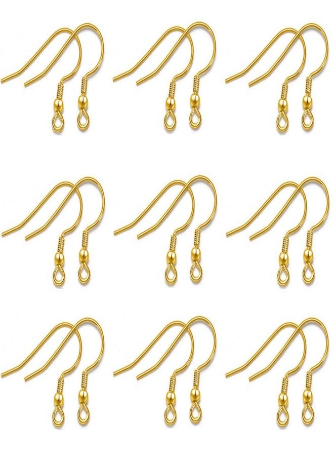 LASSUM 100PCS Stainless Steel Ball & Coil Earring Hooks Findings, Ear Wire for DIY Jewelry Making (Gold,18mm) - Image 1