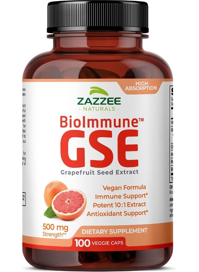 Zazzee BioImmune™ Grapefruit Seed Extract 500 mg 100 Vegan Capsules - Image 1