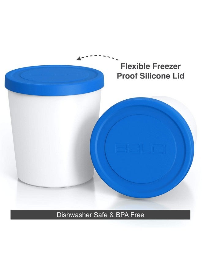 BALCI - Premium Ice Cream Containers (2 Pack - 1 Quart Each) Perfect Freezer Storage Tubs with Lids for Ice Cream, Sorbet and Gelato! - Blue - Image 1