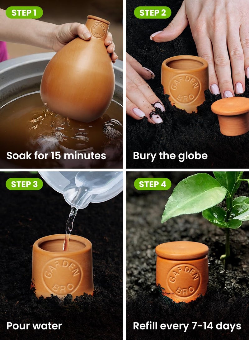 GARDENBRO 2pc Olla Pots For Garden Terracotta Watering Pots - 32oz XL Garden Olla Watering System For Raised Beds & Outdoor Plants - Covers 14 Sq Ft Irrigation Area, Water Plants While On Vacation [2pc XL 32oz] - Image 5
