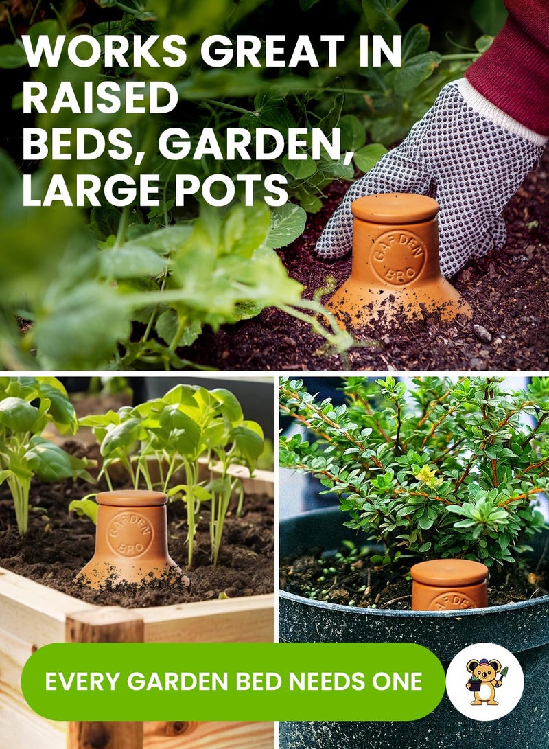 GARDENBRO 2pc Olla Pots For Garden Terracotta Watering Pots - 32oz XL Garden Olla Watering System For Raised Beds & Outdoor Plants - Covers 14 Sq Ft Irrigation Area, Water Plants While On Vacation [2pc XL 32oz] - Image 2
