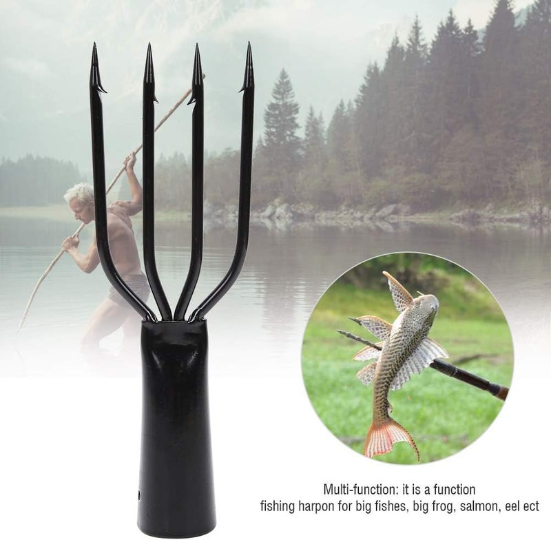 comfrt Fish Spear, Frog Spear, Barbed Stainless Steel 4 Prong Tine Fishing Harpoon Fishing Spear Gig Gaff Fork Hook Screw for Frog and Fish Spear fishing 4 Prong Spearhead Fork Harpoon Tip with Barbs Game - Image 2