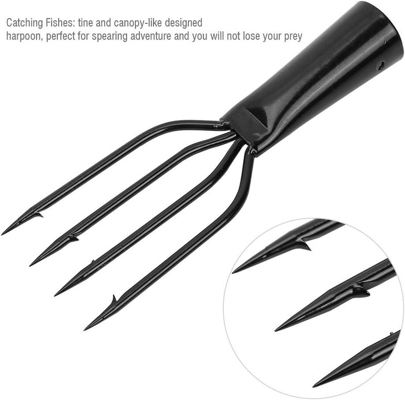 comfrt Fish Spear, Frog Spear, Barbed Stainless Steel 4 Prong Tine Fishing Harpoon Fishing Spear Gig Gaff Fork Hook Screw for Frog and Fish Spear fishing 4 Prong Spearhead Fork Harpoon Tip with Barbs Game - Image 3