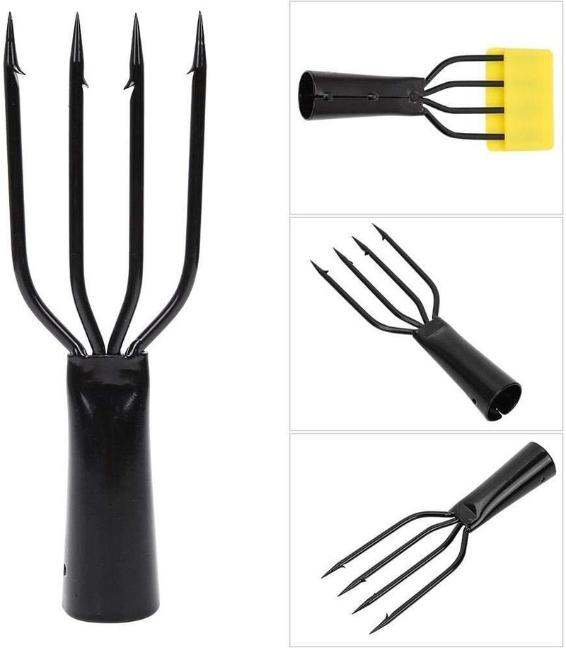 comfrt Fish Spear, Frog Spear, Barbed Stainless Steel 4 Prong Tine Fishing Harpoon Fishing Spear Gig Gaff Fork Hook Screw for Frog and Fish Spear fishing 4 Prong Spearhead Fork Harpoon Tip with Barbs Game - Image 5